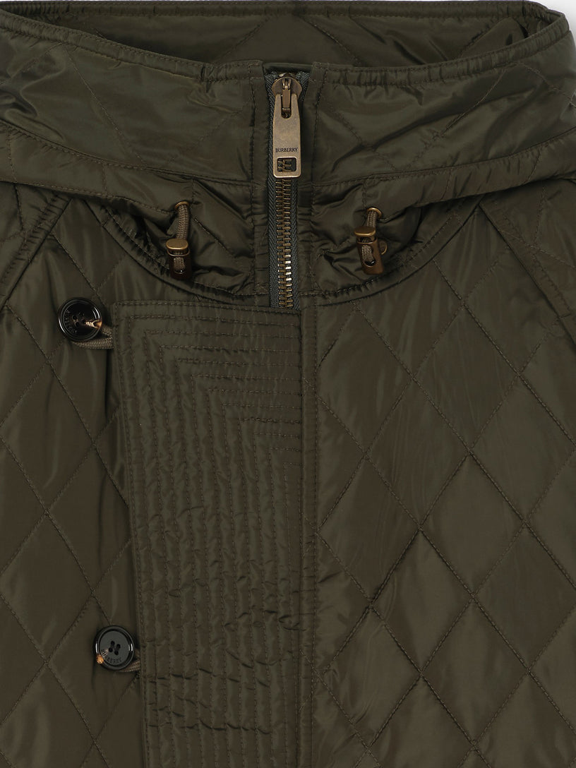 Bomber con cappuccio in nylon trapuntato