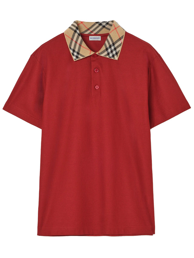 Polo in cotone con colletto check