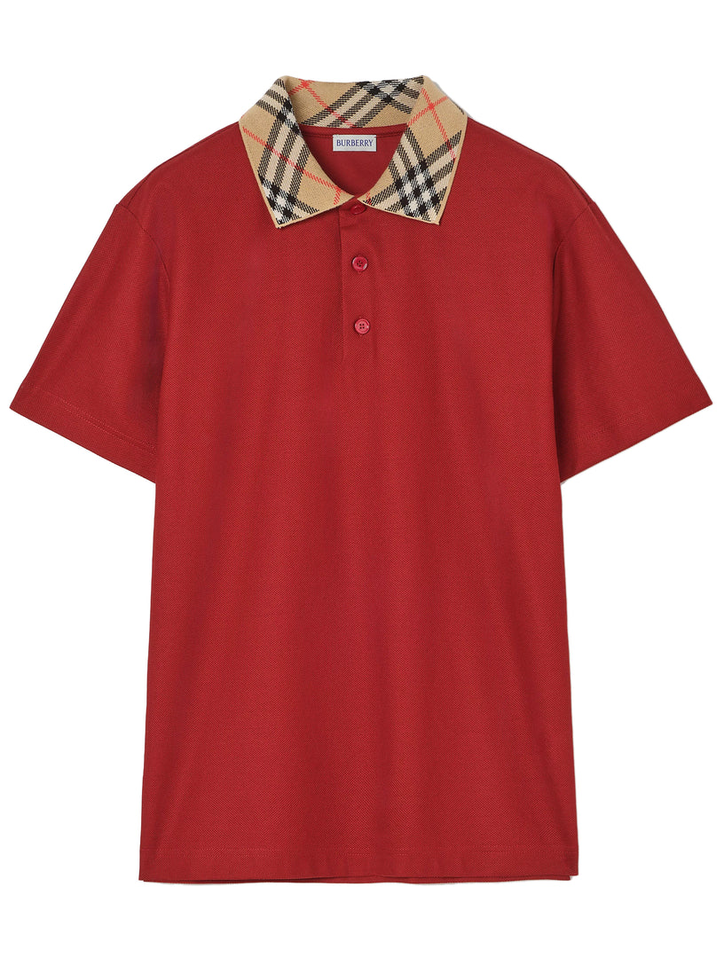 Polo in cotone con colletto check