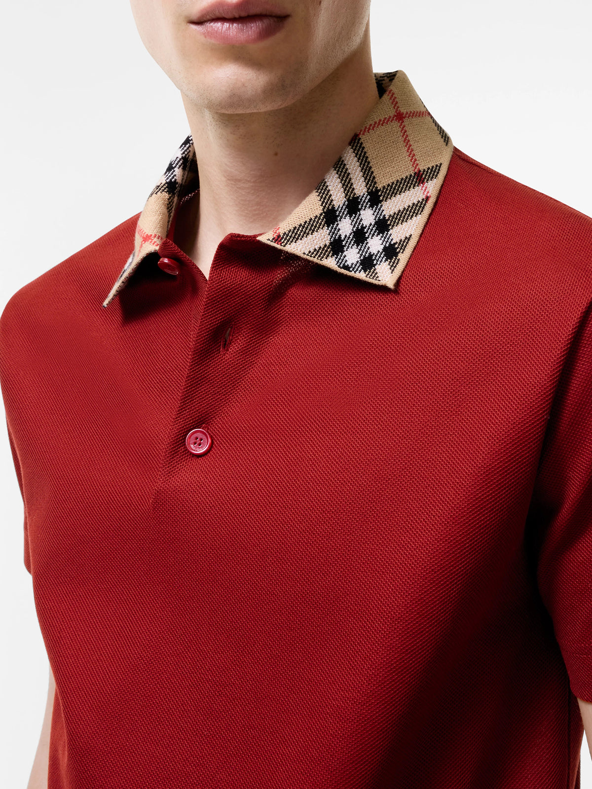 Polo in cotone con colletto check
