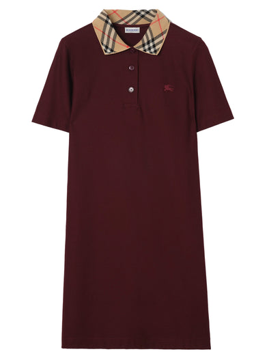 Abito stile polo in cotone con collo Check