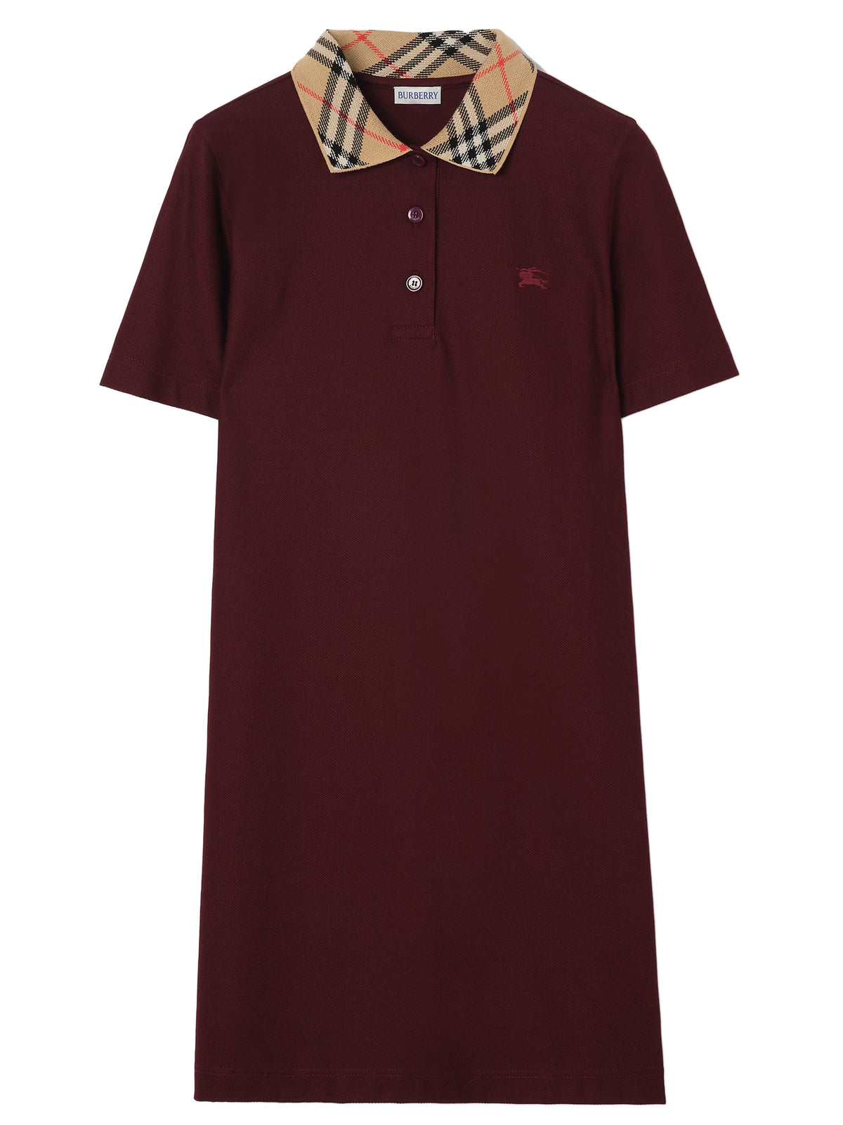 Abito stile polo in cotone con collo Check