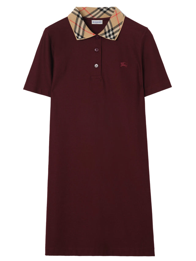 Abito stile polo in cotone con collo Check
