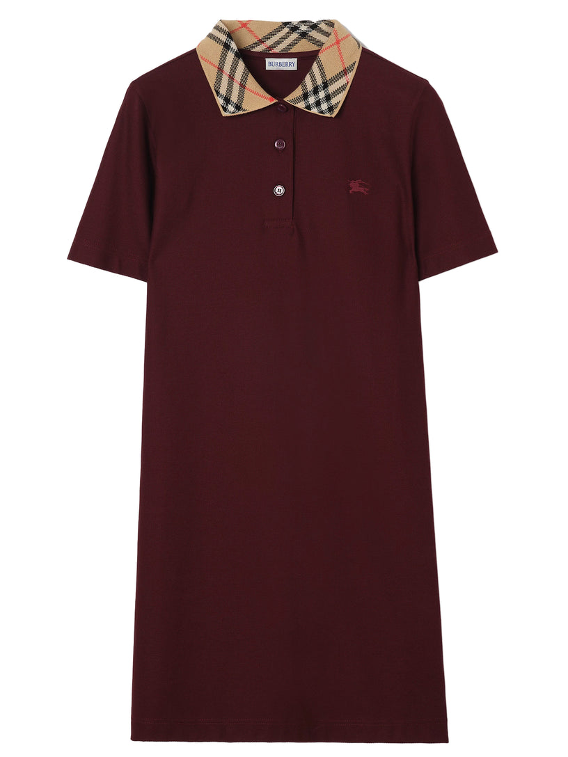 Abito stile polo in cotone con collo Check
