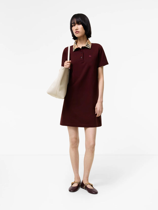 Abito stile polo in cotone con collo Check