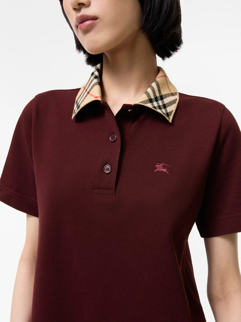 Abito stile polo in cotone con collo Check