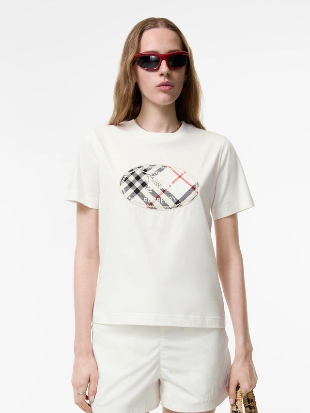 T-shirt in cotone Check con Knight Stamp