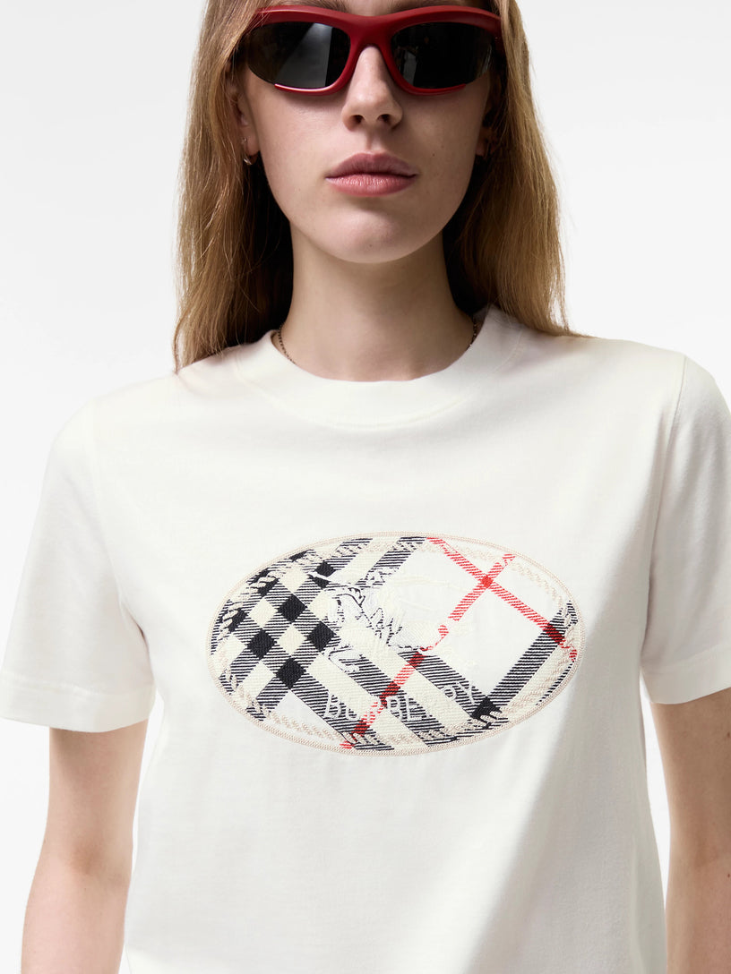 T-shirt in cotone Check con Knight Stamp
