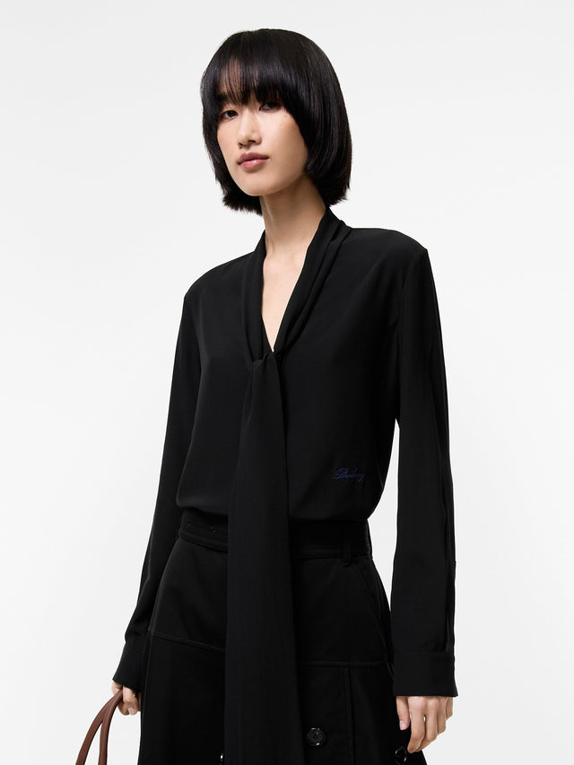 Blusa sciarpa in crepe de chine di seta