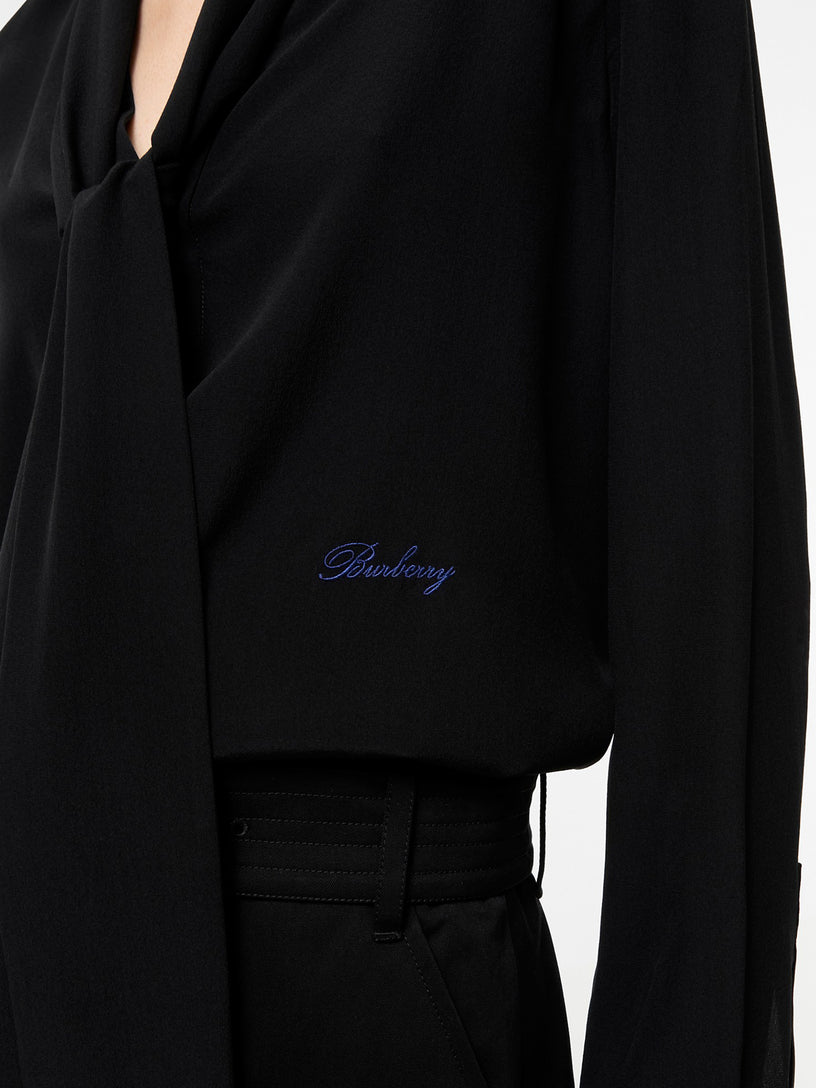 Blusa sciarpa in crepe de chine di seta