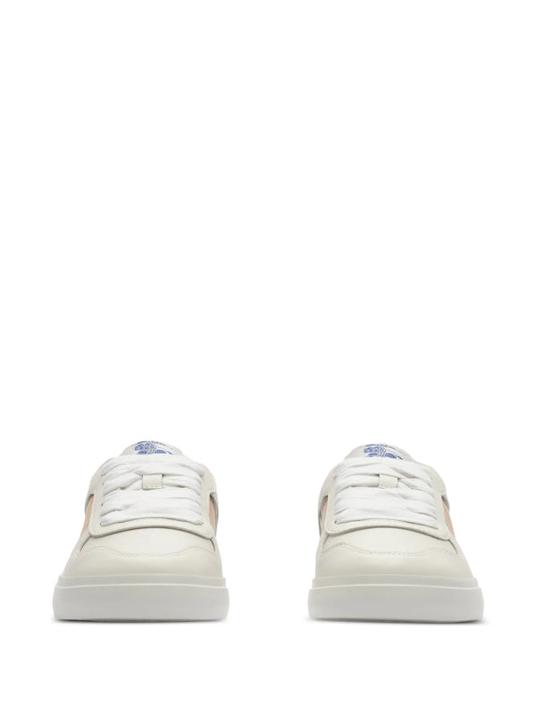 Check and Leather Sneakers