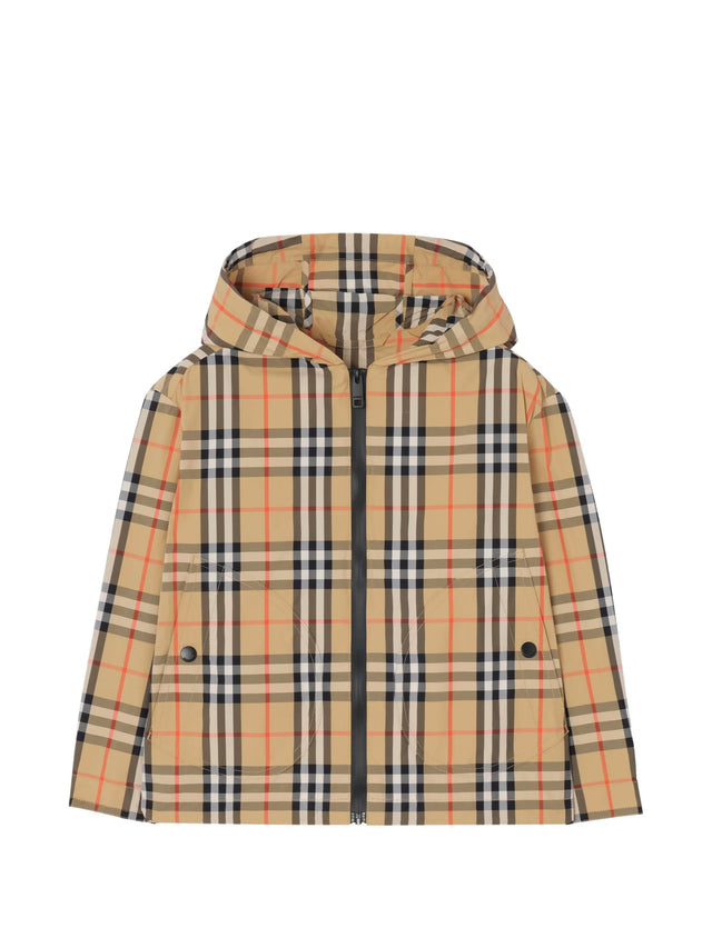 Giacca in nylon Check con cappuccio