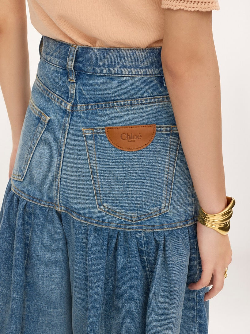 Shorts bermuda a palloncino con vita alta in denim