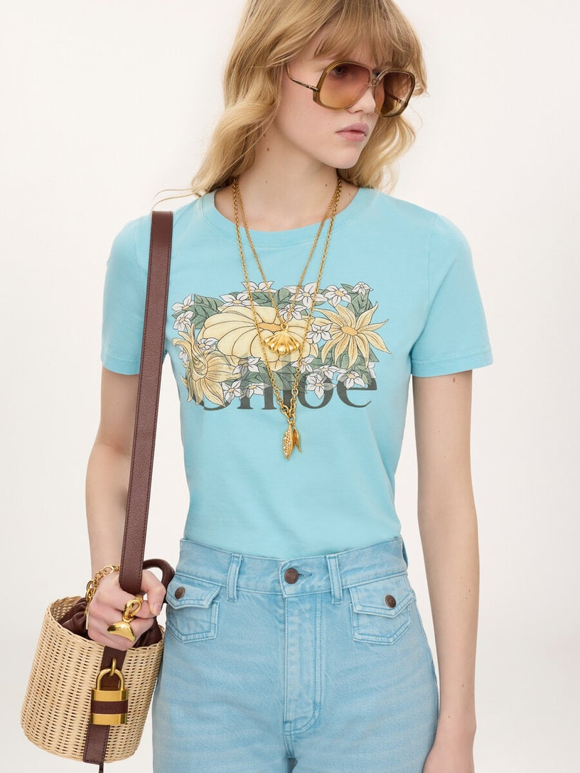 T-shirt baby fit con logo in jersey di cotone