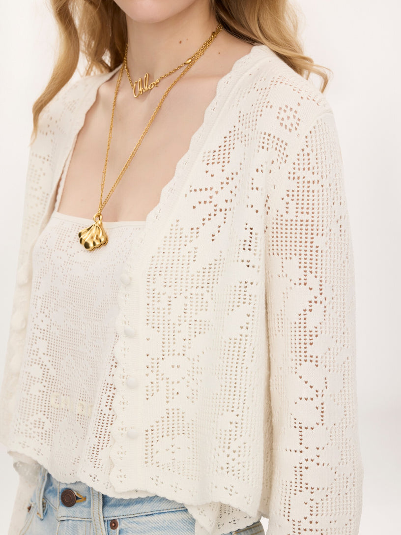 Cardigan corto in maglia di cotone