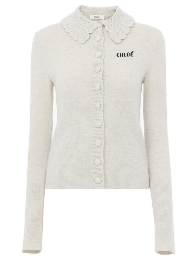 Cardigan aderente con logo