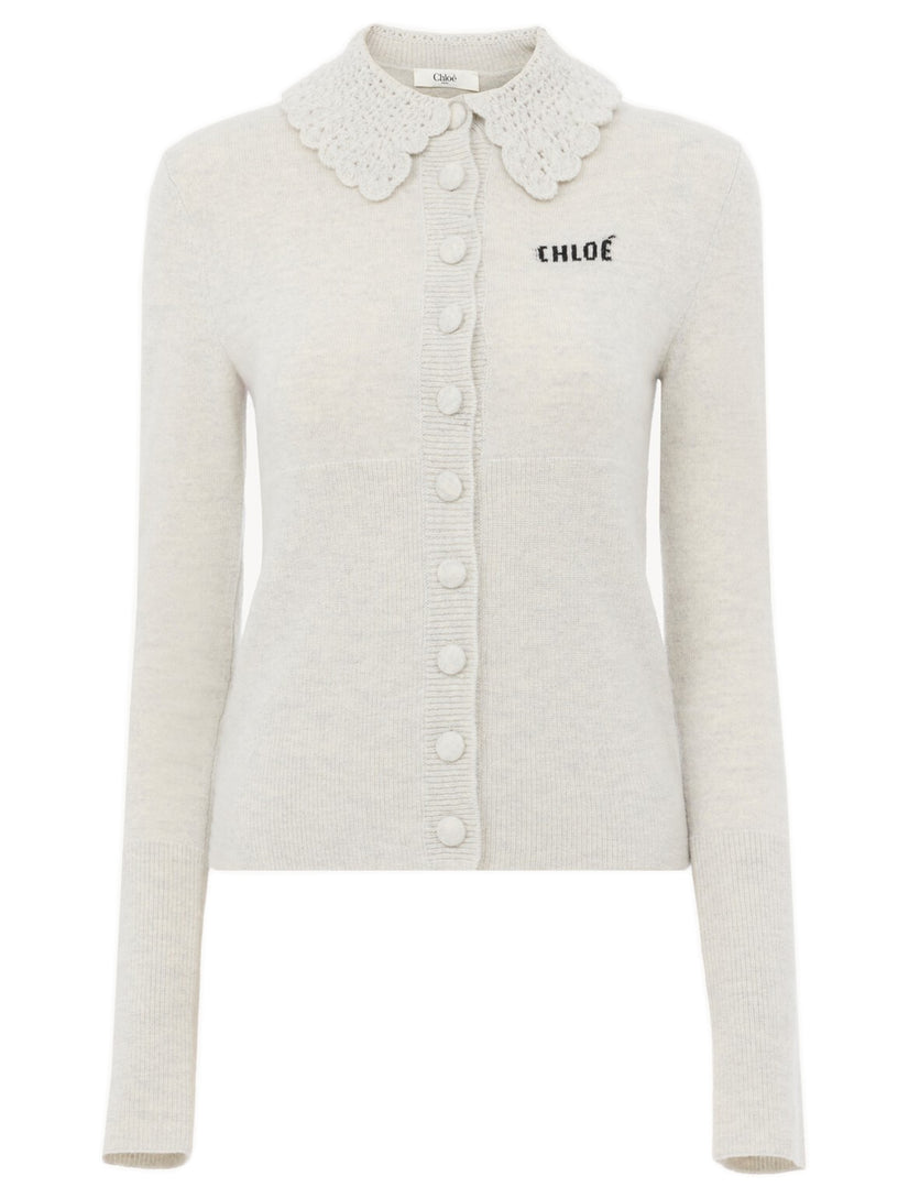 Cardigan aderente con logo