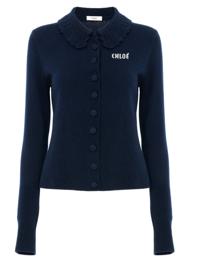 Cardigan aderente con logo