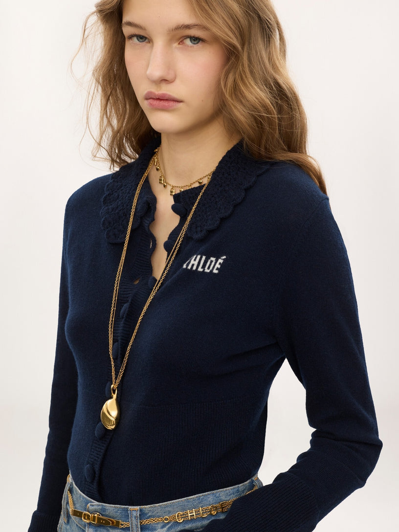 Cardigan aderente con logo