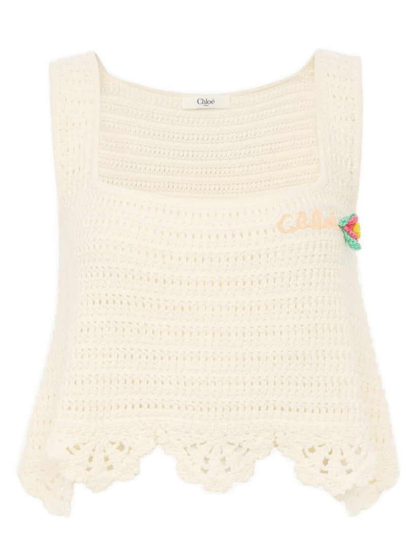 Top corto  in maglia all’uncinetto