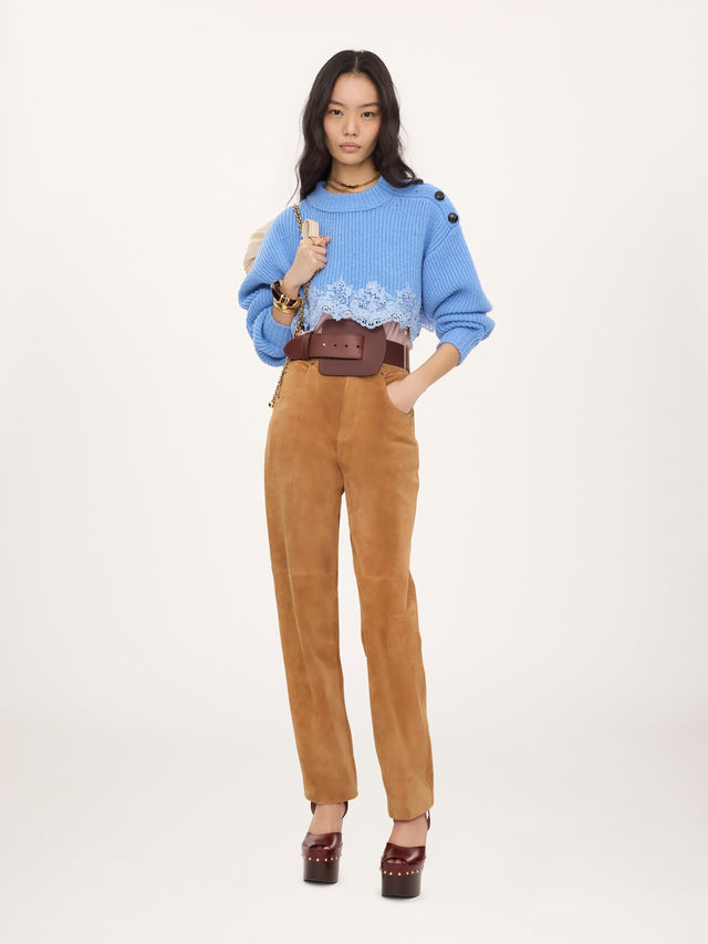 Pullover corto con pizzo