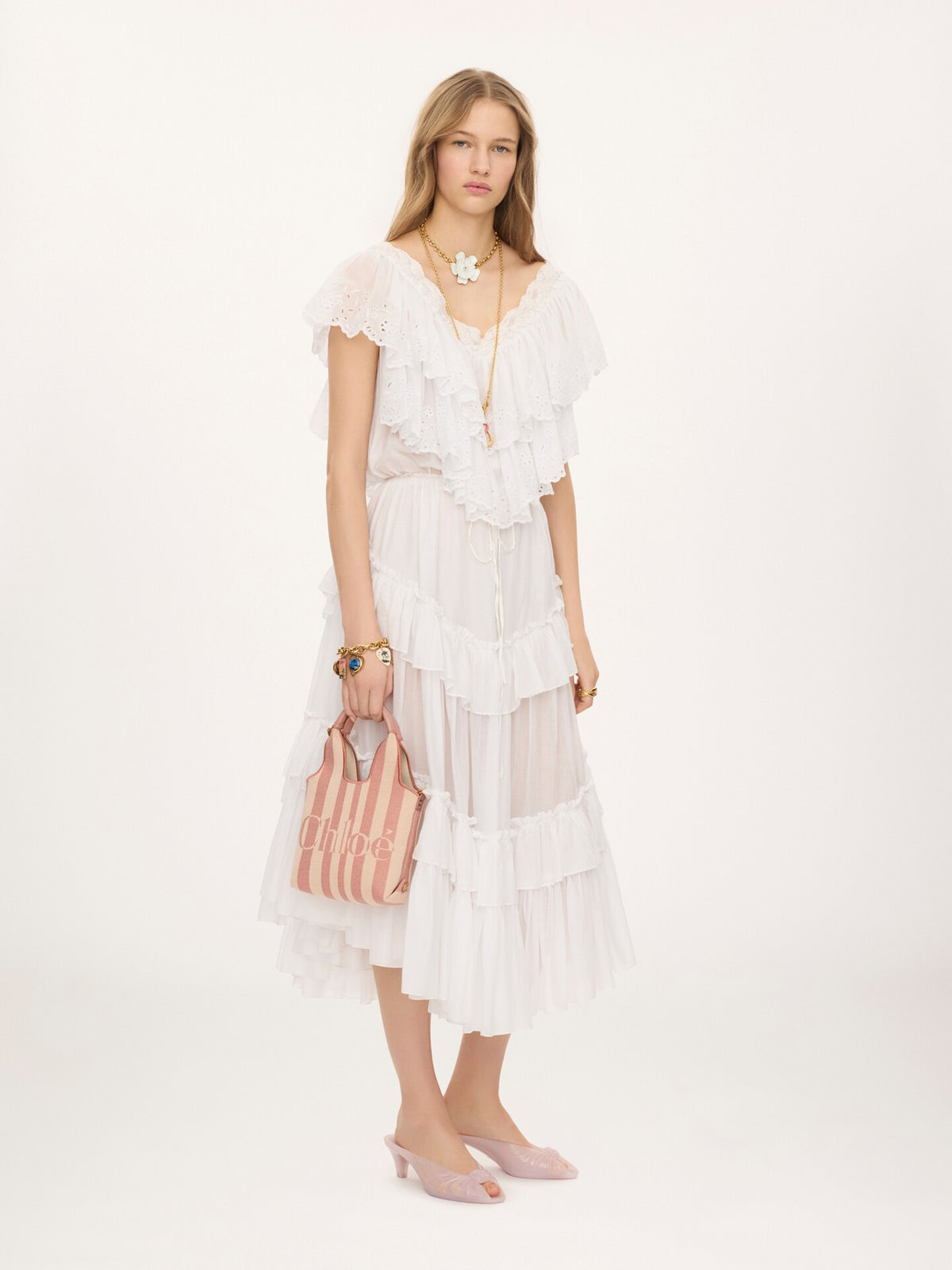 Mini borsa tote Chloé a righe in jacquard