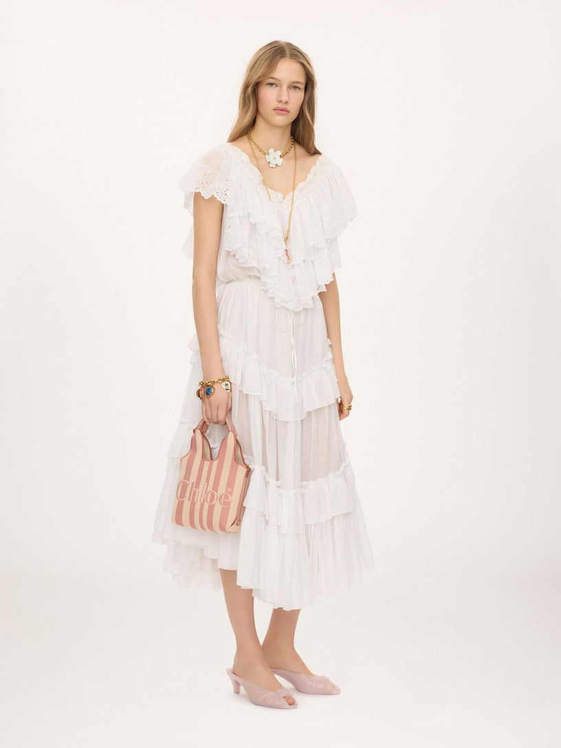 Mini borsa tote Chloé a righe in jacquard