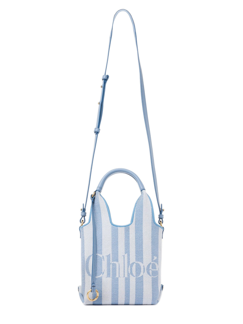 Mini borsa tote Chloé a righe in jacquard