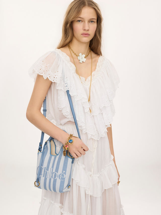 Mini borsa tote Chloé a righe in jacquard
