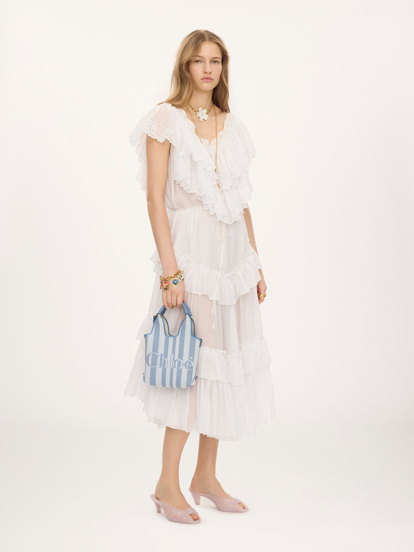 Mini borsa tote Chloé a righe in jacquard