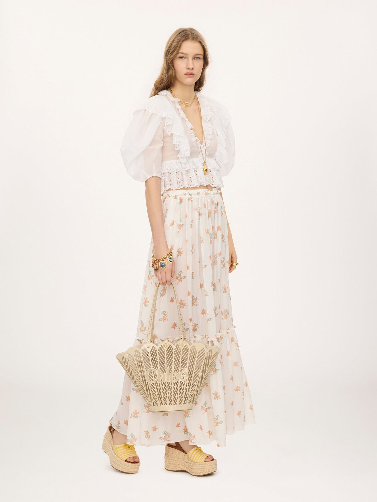 Borsa cesto Chloé Soleil in pelle di vitello verniciata