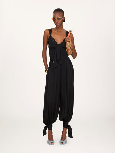 Top lingerie fluido in crêpe de chine e pizzo