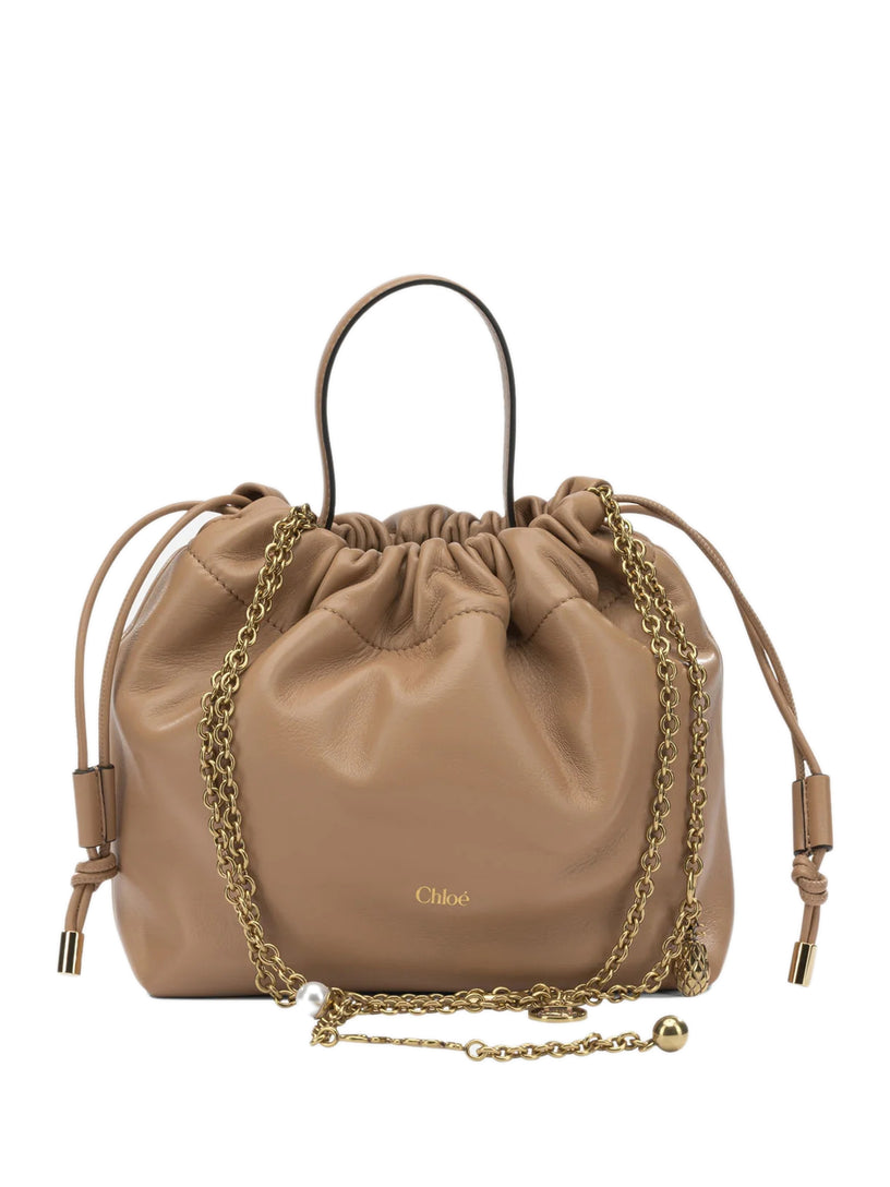 Borsa a spalla piccola Chloé Icons con catena in pelle morbida