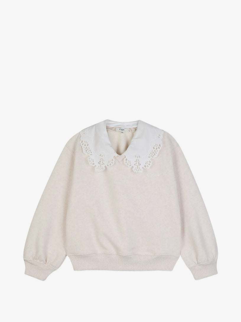 Felpa con pizzo sangallo