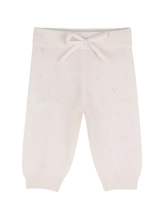 Floral-embroidered knitted wool babygrown set