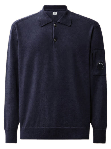Polo in lana merino extrafine con lenti