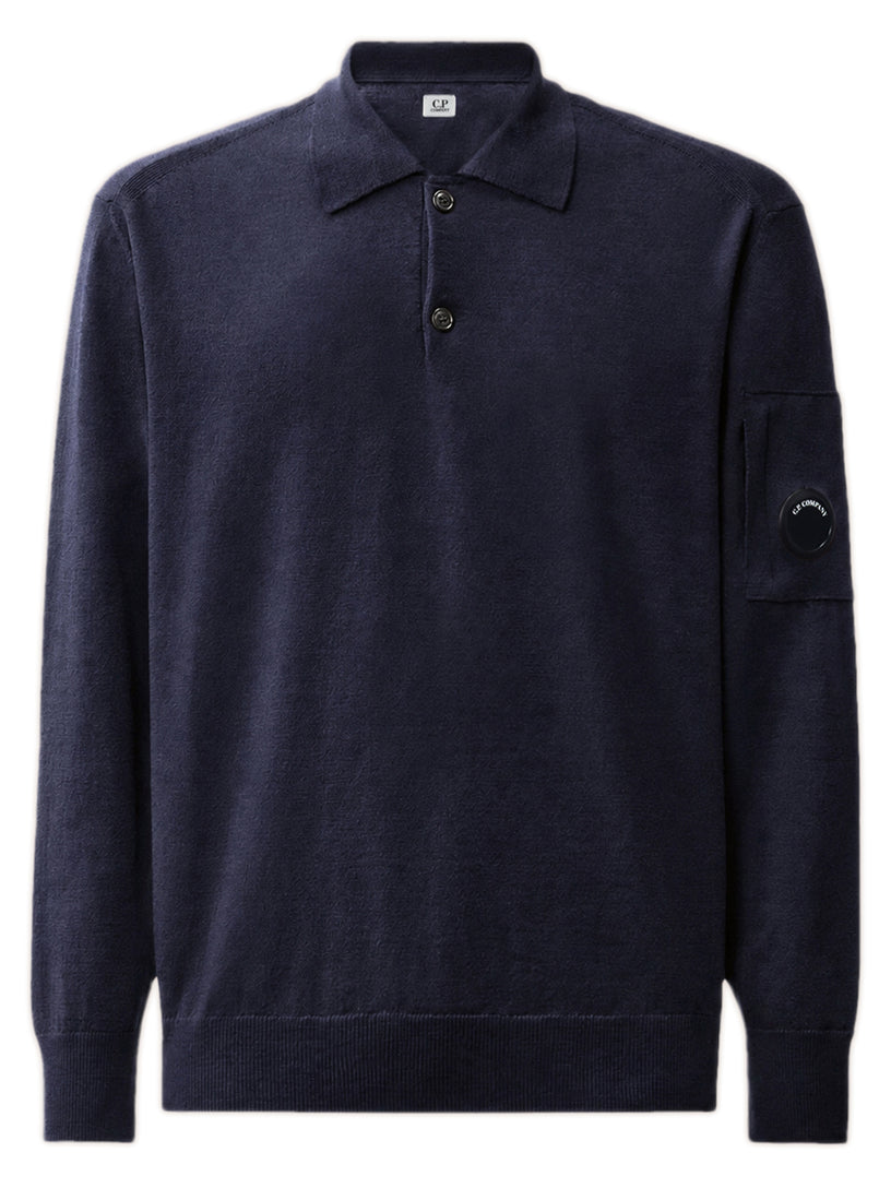 Polo in lana merino extrafine con lenti