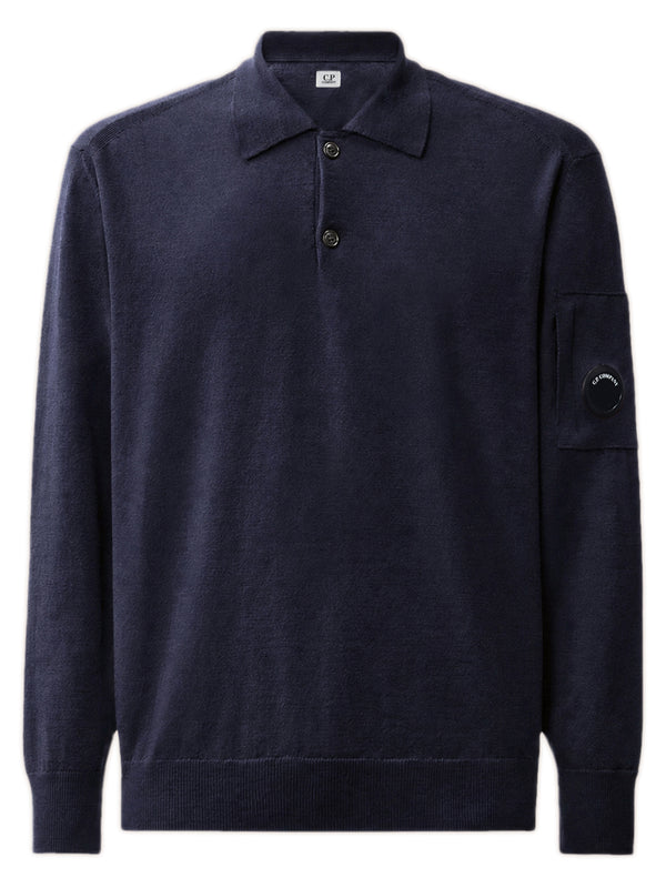 Extra-fine merino wool polo shirt with lens