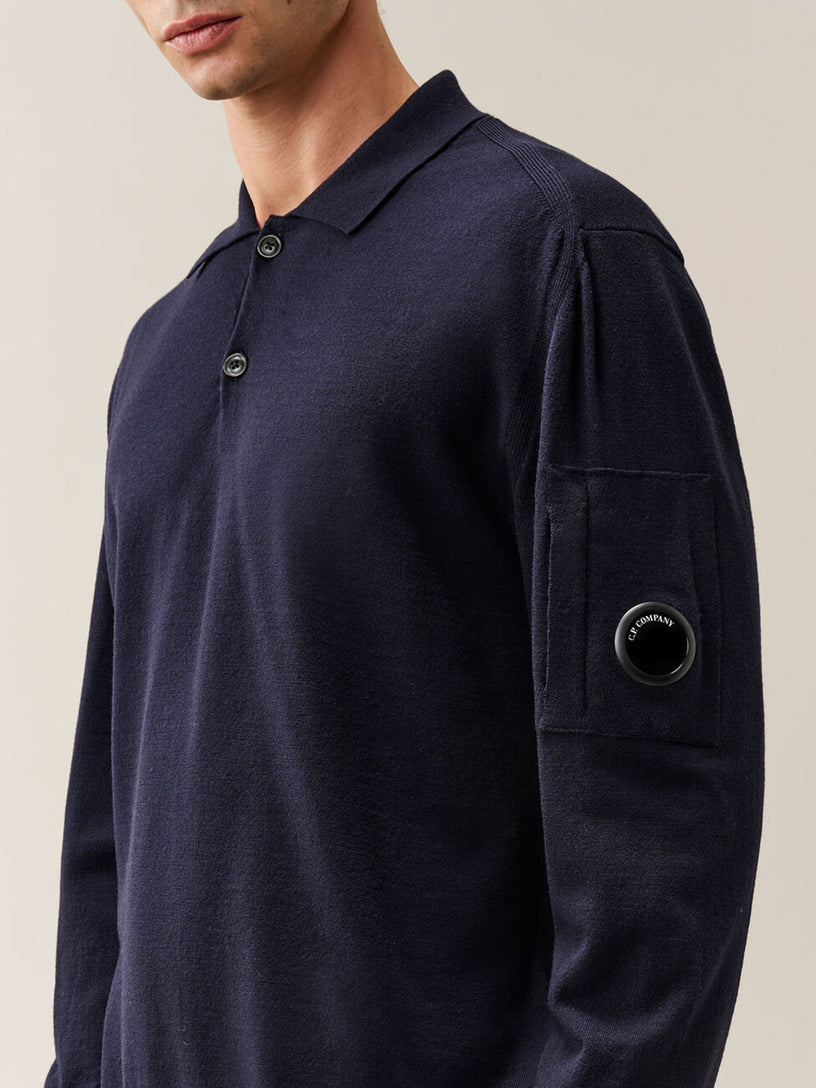Polo in lana merino extrafine con lenti