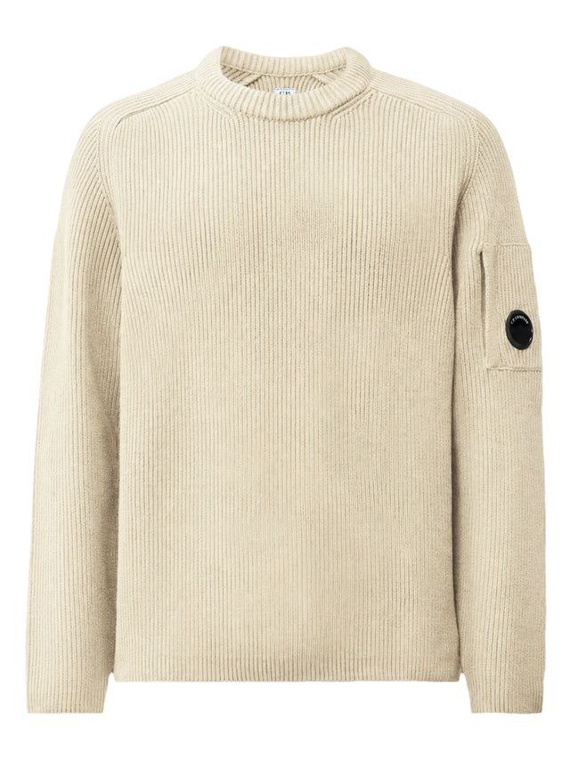 Maglione girocollo full rib cotton lens