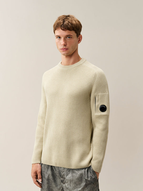 Full Rib Cotton Lens Crewneck Sweater