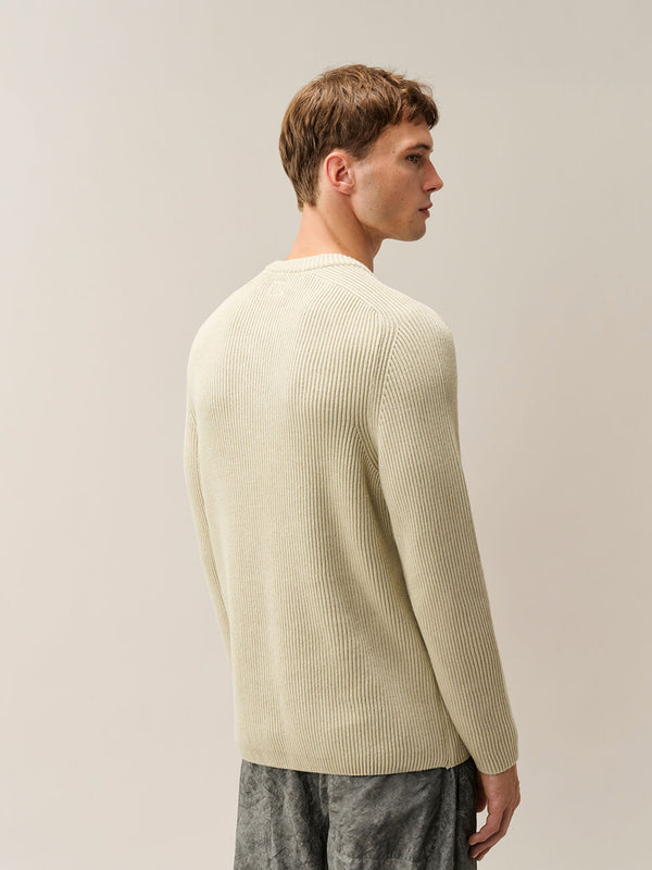 Full Rib Cotton Lens Crewneck Sweater