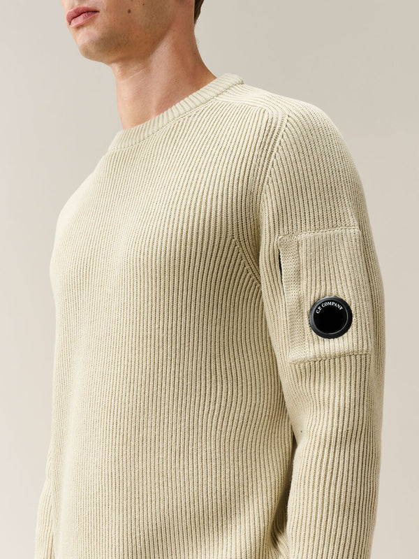Full Rib Cotton Lens Crewneck Sweater