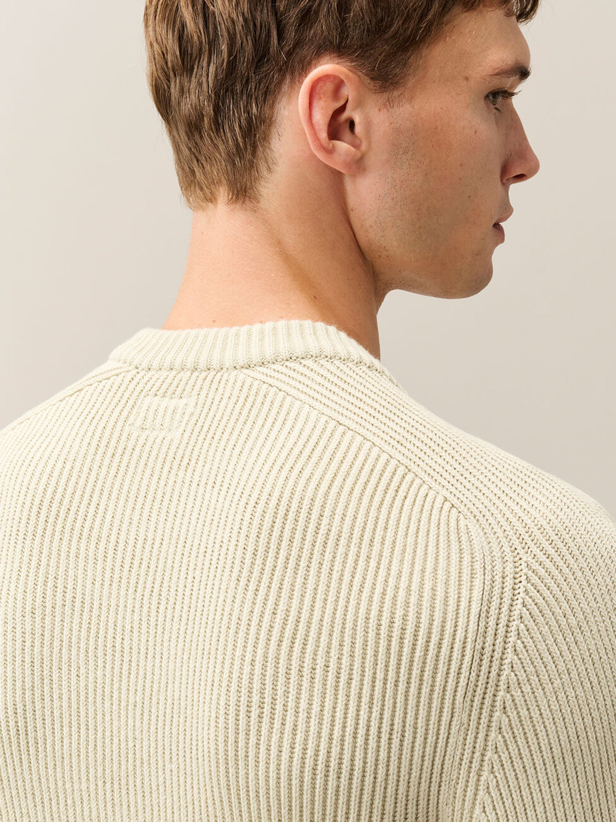 Maglione girocollo full rib cotton lens