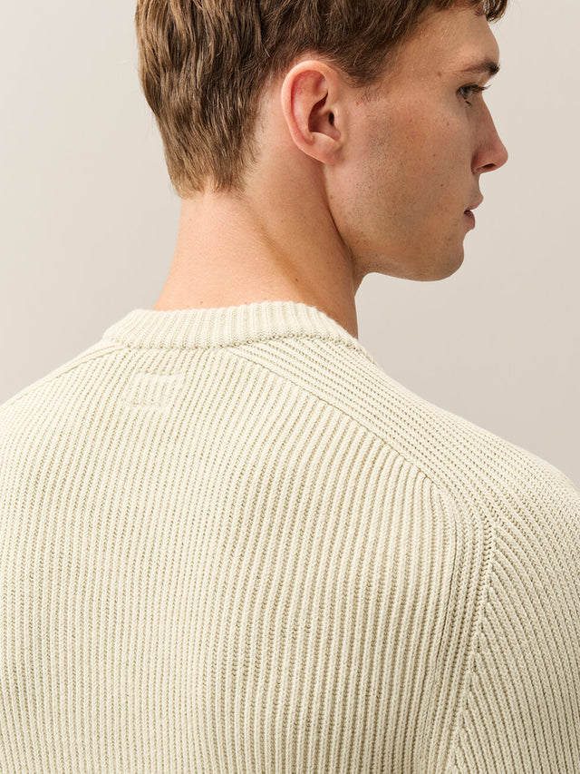 Full Rib Cotton Lens Crewneck Sweater
