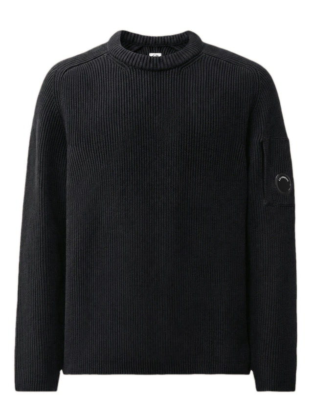 Maglione girocollo full rib cotton lens