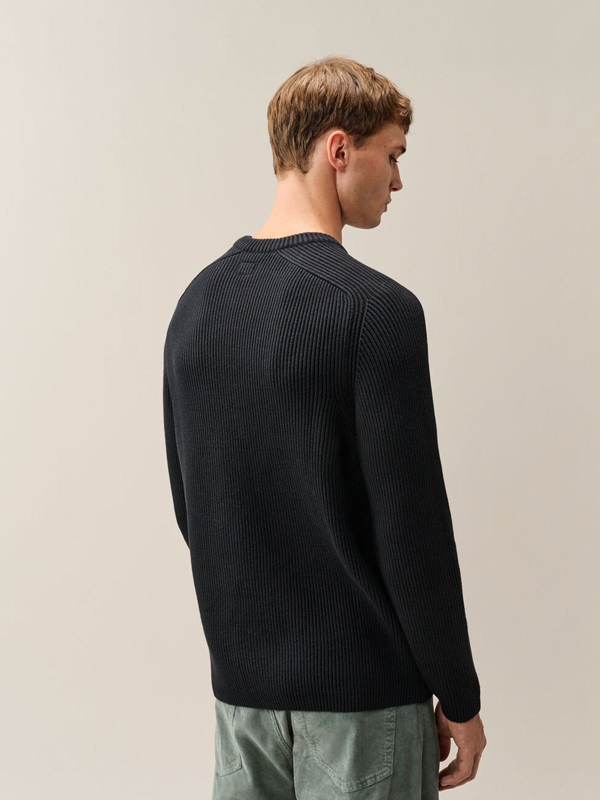 Maglione girocollo full rib cotton lens