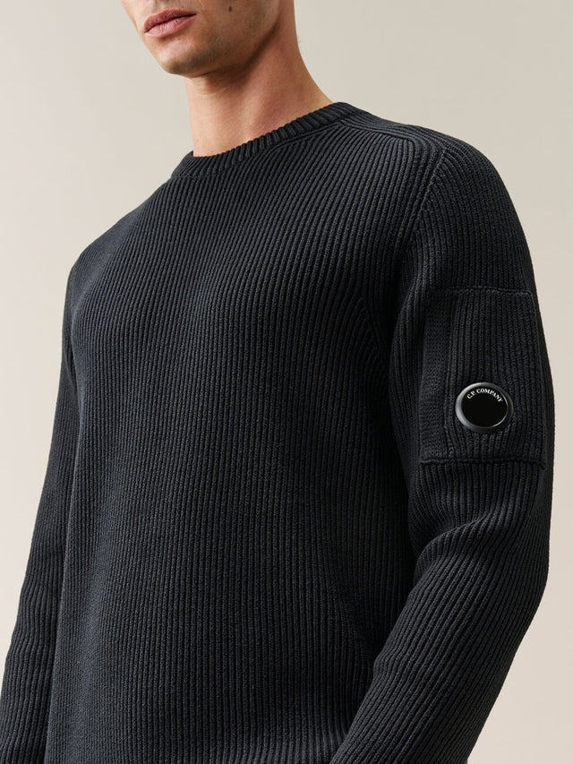 Full Rib Cotton Lens Crewneck Sweater