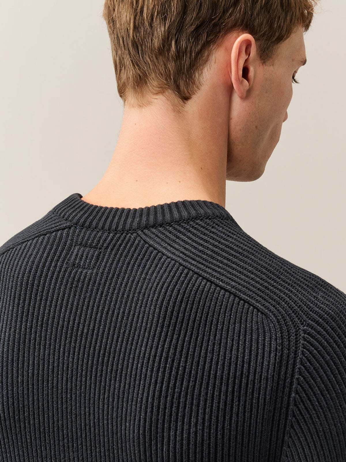 Maglione girocollo full rib cotton lens