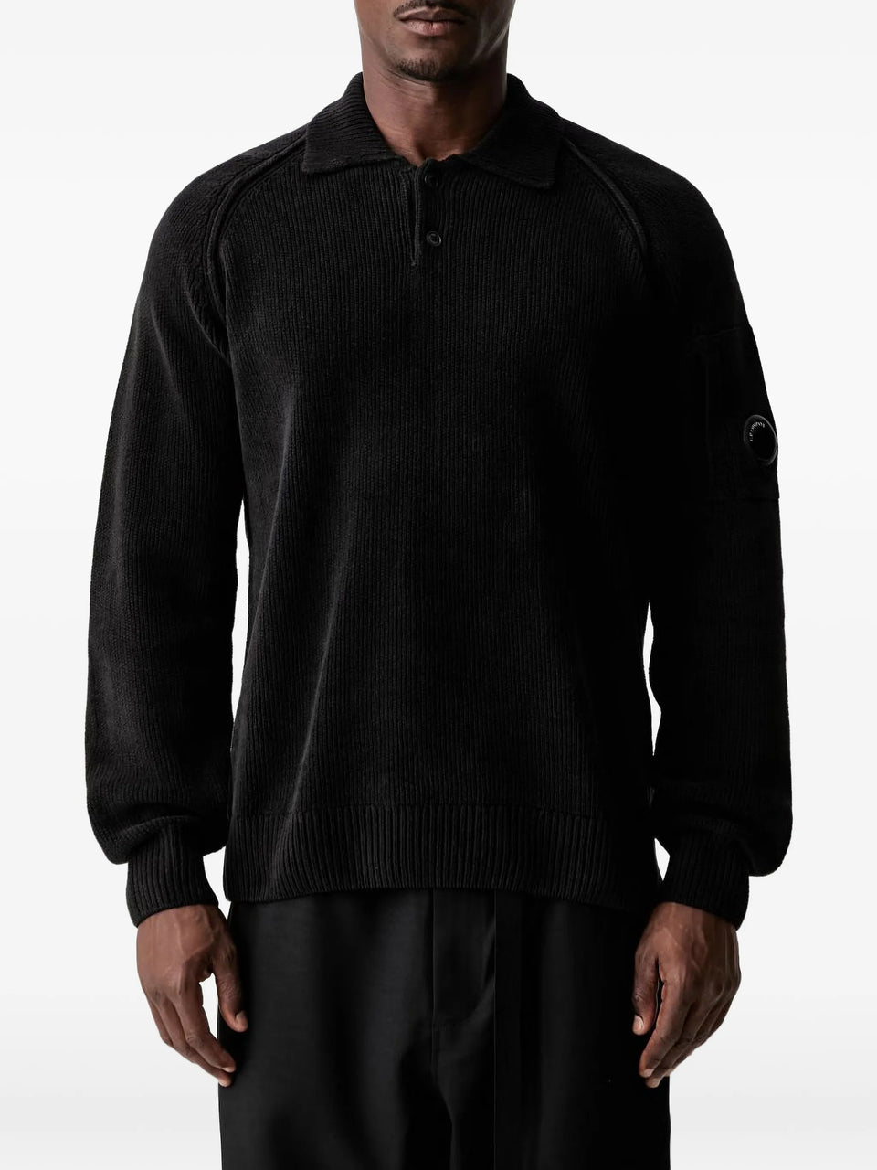 Chenille Cotton Lens Polo Sweater